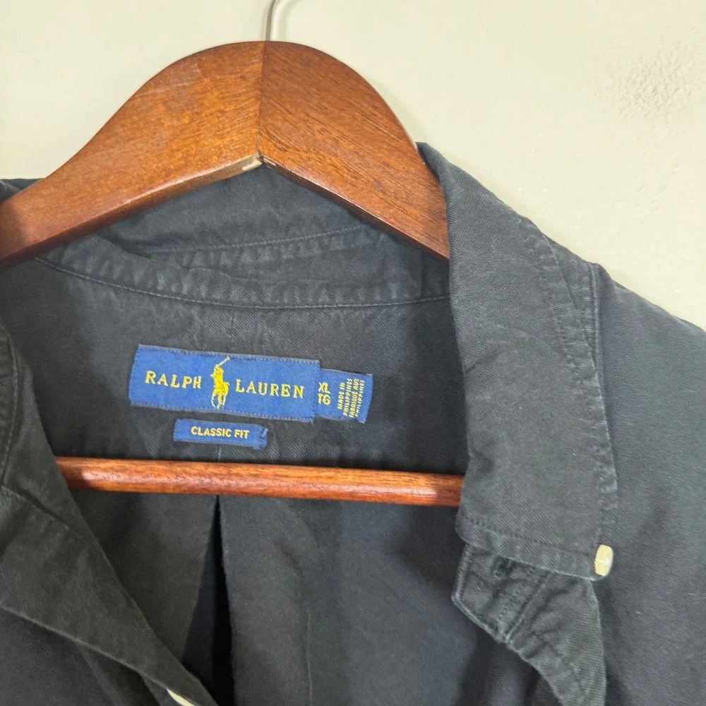 Ralph Lauren Classic Fit Long Sleeve Button Down Shirt Size XL Black